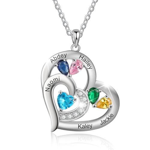 Collier avec nom personnalisé et pierre de naissance anti-ternissement