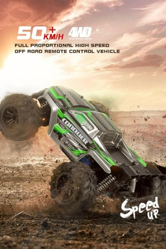 Image of Samtop RC Cars 1:16 Scale Remote Control Car 50 KMH High Speed Fast 4WD RC Truck for Kids Adults Boys 2.4 GHz All Terrains RC Buggy Off-Road Drift RC Monster Trucks with 2 Batteries