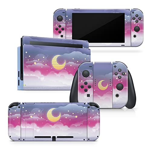 Image of Tacky Design Clouds Skin Compatible Nintendo Switch Skin Wrap Cover, Moon Stickers, Premium Vinyl 3M Full Wrap Decal, Purple Starry Sky