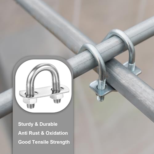 Image of PATIKIL Round U-Bolts, 2 Pcs 0.98 inch(25mm) Inner Width 56mm Length M10 with Nut Plate Washer 304 Stainless Steel Round Bend U-Bolts for Boat Trailer Axle Sailboat