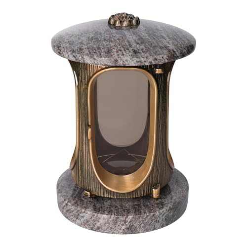 Stilvolle Grablaterne Orion Hell Höhe 23 cm/Ø 15 cm Bronze mit Rosette