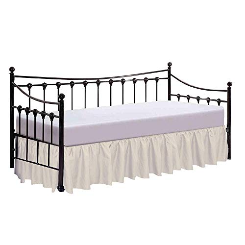 BSC Collection Dust Ruffle Daybed Skirt with Split Corners - Twin, Ivory, 100% Cotton 800 Thread Count Gathered Style Bed Skirt with 12 Inch Drop Three Sided Coverage (Available in and 10 Colors)