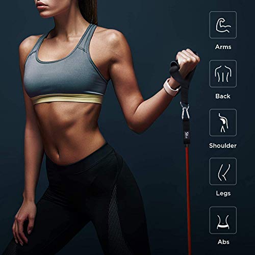 Huishang Resistance Bands Set, Exercise Bands with Handles, Door Anchor and Ankle Straps, Workout Bands for Women Men, Home Workouts - Thumbnail 2