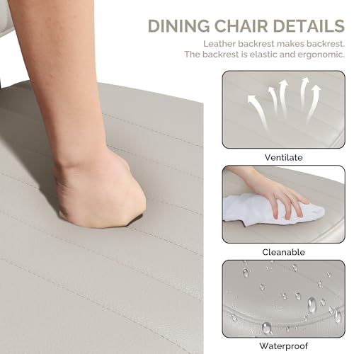 Image of Dining Chairs Set of 4, Faux Leather Dining Chairs with Thick Cushions Seat Back and Metal Legs, Modern Comfy Upholstered Kitchen Chairs for Dining Living Room，Beige