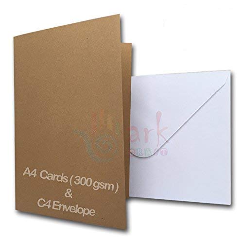 ARK 10A4 A4 Straight Edge Card Blanks and Envelopes - Kraft (Pack of 10)
