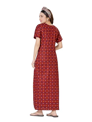 Image of PNAEONG Women's Cotton Printed Nighty Night Gown Maxi Free Size (Pack of 2)