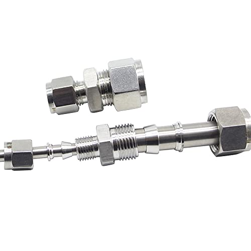 Pysrych Stainless Steel 304 Compression Tube Fitting, Reducer Union, 1/4" Od X 1/8" Od Reducing Straight Connector Adapter, 2Pcs #TOP3