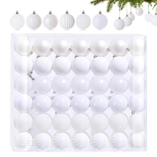 42 Stück Kleine Weihnachtskugeln Weiß 6 Verschiedene Design...