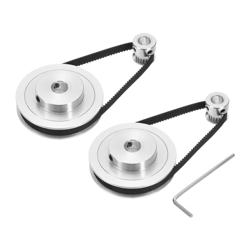 QUARKZMAN 2 Set GT-2 Synchronrad 20&80 Zähne 8&10mm Bohrung Aluminiumlegierung Zahnriemenscheibe mit 2 Stück Länge 250mm Breite 6mm Riemen für 3D-Drucker CNC-Maschine (20-80T-8&10B-6)