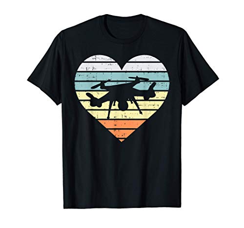 Drone Heart Retro Quadcopter FPV UAV RPV Pilot Flyer Gift T-Shirt