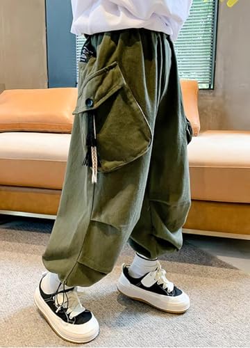 Boys Camo Pants Kids Pull on Elastic Waist Casual Loose Jogging Bottoms Elastic Cuffed Cargo Joggers 5-6 Years4