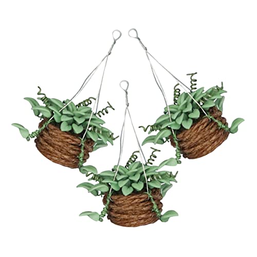 TOYANDONA 3個 ドールハウス鉢植え ミニチュアドールハウスハロウィン ミニドールハウスキット ブドウの木 mini display 家のためのミニ家具工場 小さな観葉植物 樹脂 Green