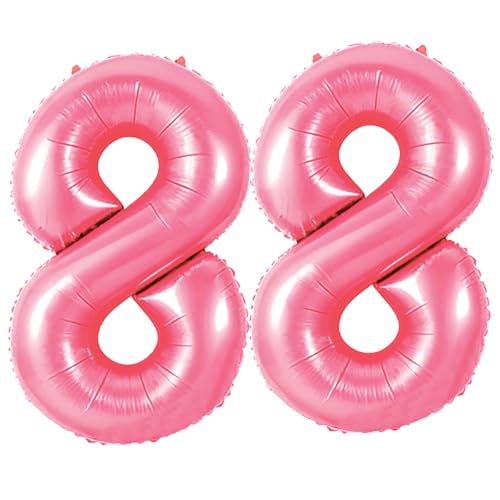 Number 88 Balloons for 88th Birthday Party Decorations, 0-100 Large No.88 Balloons for Women Men and Grandpa Grandma, 40 Inch Jewelry Pink Foil Helium Balloon for 88 Year Old Anniversary Decorations