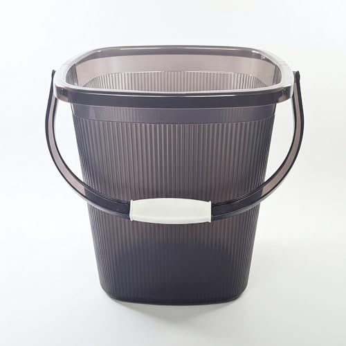 Image of Strong Plastic Bucket Mug Bathroom Set of 2 for Kitchen & Bathroom (25L Bucket,1.5L Mug) (Transparent Grey)