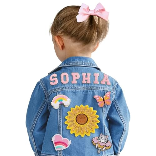 UUKFUN Personalized Kids Denim Jacket with Name, Custom Toddler Denim
