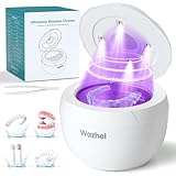 Wazhel Ultrasonic Retainer Cleaner Machine, 45kHz Dental Cleaning Pod for Denture, Mouth Guard, Night Guard, Aligner, Braces, Toothbrush, 200ML Denture Cleaner with Digital Timer & 4 Modes, White