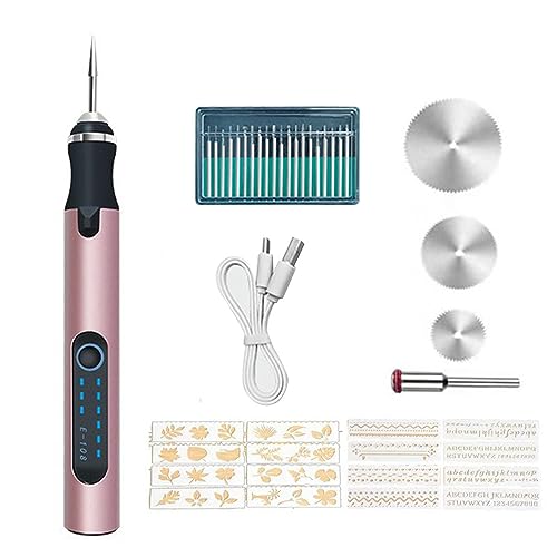 El Mejor Listado de Grabado . 50 Bolígrafo de Grabado Eléctrico, Juego de Herramientas de Tallado de Alta Velocidad para Pulir, Grabar en Vidrio, Metal, Madera y Plástico (Juego de molienda de grabado de oro)