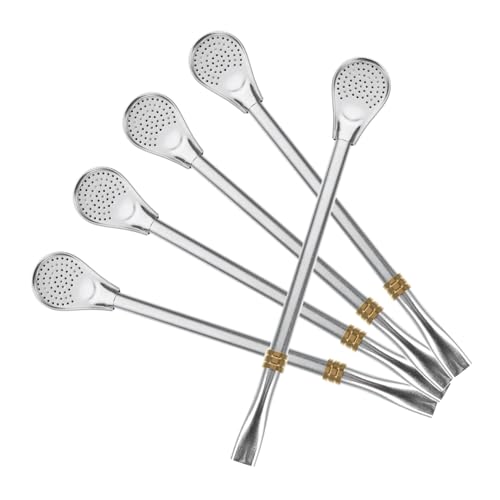 MUELODSIC 5個ステンレス製コーヒーフィルター付きストロースプーン 軽量撹