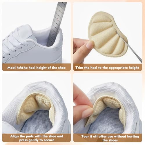 Image of 8 Pcs Back of Heel Cushion Inserts, Soft Heel Pads for Shoes, Adhesive Heel Guards Liners for Loose Shoes Too Big Boots, Heel Grips Inserts for Women Men Improve Shoe Fit