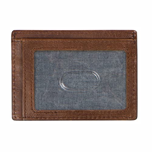 Thin RFID Leather Credit Card Holder Wallet for Men or Women | Small Slim Design, Classic Brown