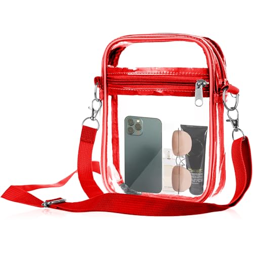 YWKJDDM Sac à bandoulière transparent avec sangle réglable - Petit sac à bandoulière transparent étanche pour concerts, événements sportifs, shopping, voyages, Rose