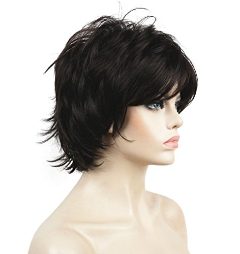 Lydell Short Layered Shaggy Full Wavy Synthetic Wigs (Dark Brown)