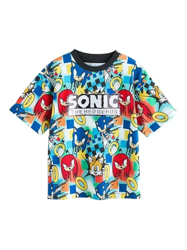 NEXT Jungen Standard Sonic T-Shirt mit Wendepailletten 100% Baumwolle Red/Blue Numeric_134