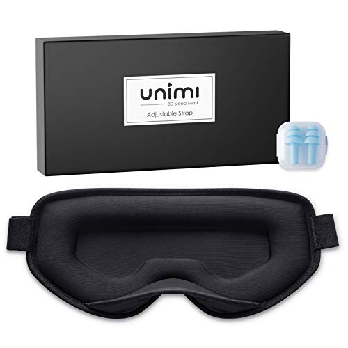 Unimi Sleep Mask, Women Men 2022 Upgraded Lightweight Eye Mask 3D Sleeping Mask with Adjustable Strap, Blocking Lights Night Blindfold Soft Eye Cover for Travel, Nap
