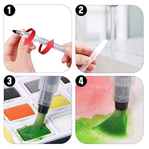 Henniu Pincéis de aquarela Conjunto de canetas de pincel de aquarela recarregáveis para marcadores d