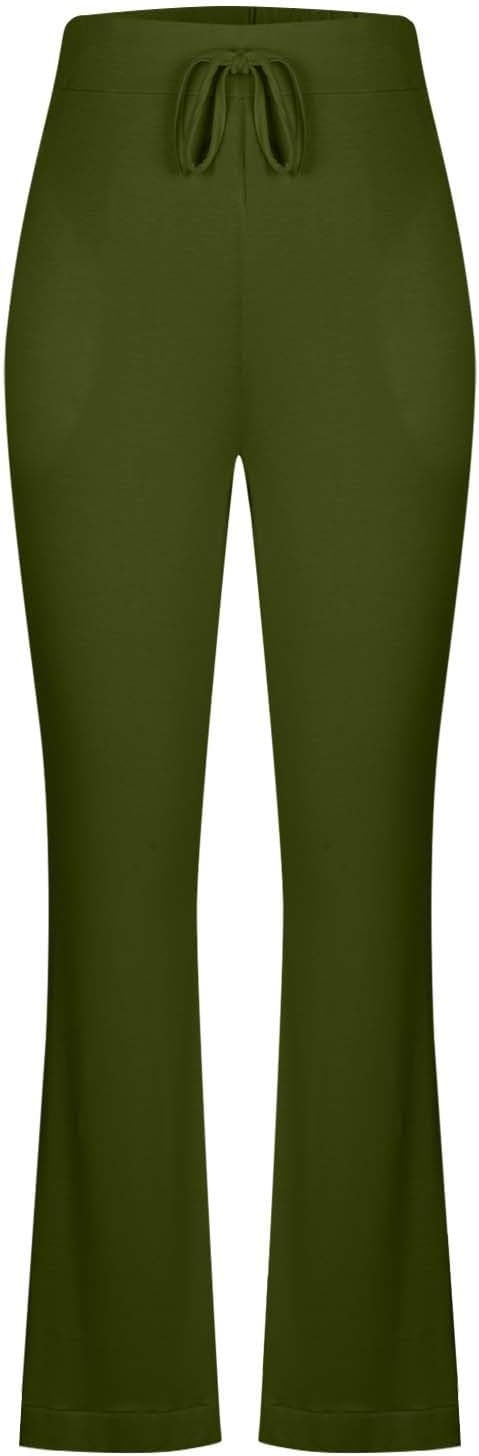 Women Flare Leggings Yoga Pants Stretchy Elastic Waist Bootcut Lounge Sweatpants Wide Leg Workout Drawstring Solid