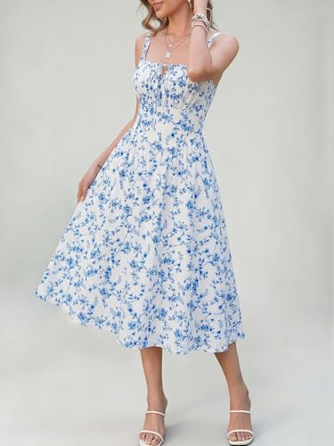 Robe d'été pour femme fleurie sans manches avec bretelles