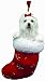 Maltese Christmas Stocking Ornament with "Santa's Little Pals" Hand Painted and Stitched Detail