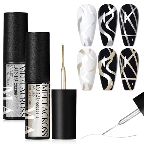 Set de 2 piezas de gel para uñas metálico plata y oro miniatura 1