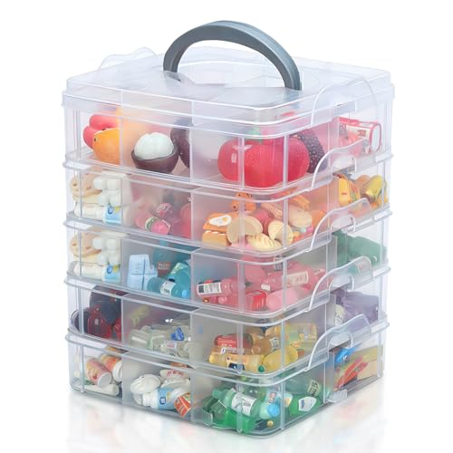 JOYMOMO 5-Tier Mini Brand Storage Case with Adjustable Compartments Plastic Organizer Box for Mini Brand Organizer(Case Only)
