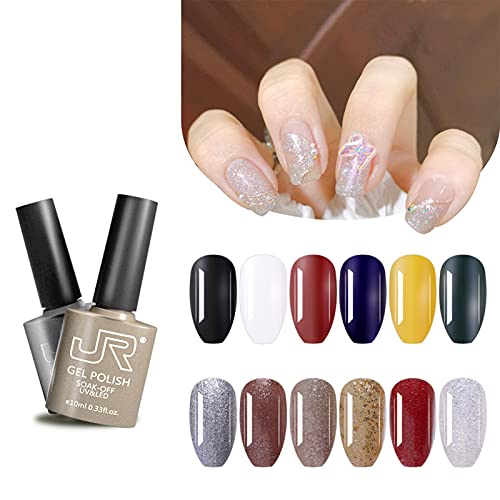 12 PCS Gel Nail Polish Kit, Summer Gel Nail Polish,soak off Nail Gel Polish Glitter Gel Polish Starter Kit
