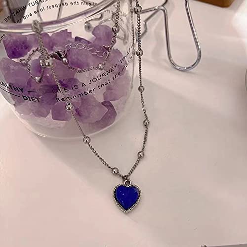Image of Yocoyee Color Change Love Heart Pendant Necklace Temperature Sense Color Changing Glass Beaded Link Chain Trendy Necklace For Women Girl