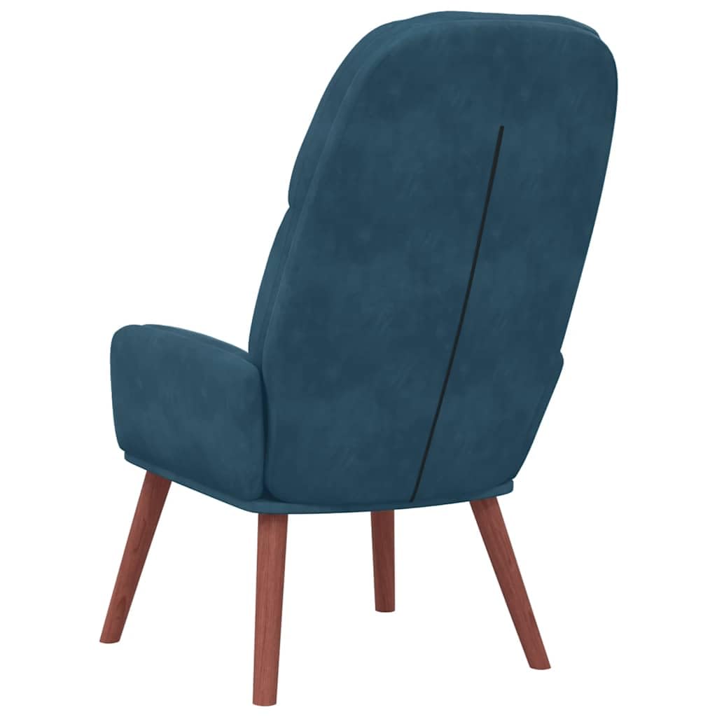 Poltrona relax in velluto blu, imbottita con gambe in legno e braccioli, comoda poltrona da salotto e camera da letto, comoda poltrona da lettura, 70 x 77 x 98 cm