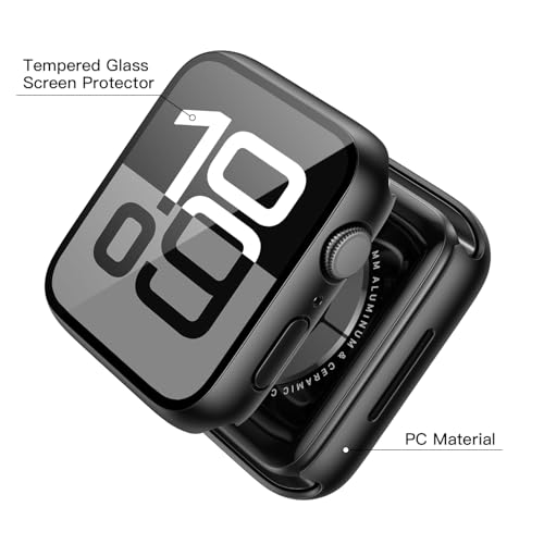 image for Misxi 2 Pack Tempered Glass Case Compatible for Apple Watch Series 11 