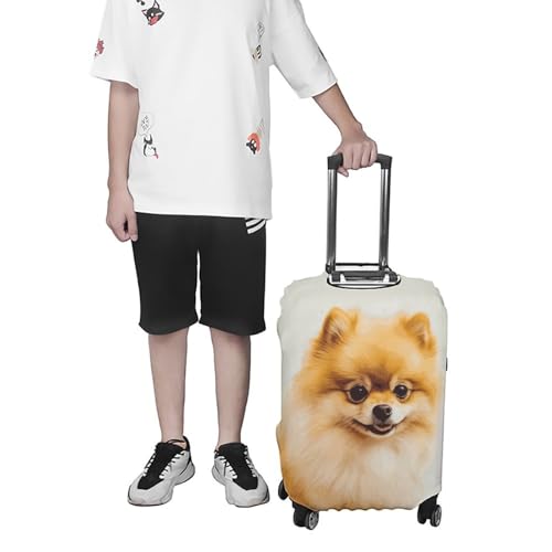 Yellow Pomeranian Luggage Cover, Washable Elastic Suitcase Cover Protector Fit 18-32 Inch Luggage 7