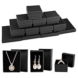 DGN 12 cajas de regalo para joyas, caja de cartón para joyas, caja de regalo pequeña, caja de regalo con tapa, para anillo, collar, colgante, collar, pendientes, color negro