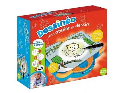 cavernedesjouets Dessineo mon atelier dessin pas a pas - j'apprends a dessiner en 4 etapes - pupitre lumineux machine - set jeu creatif enfant 4 ans et + - carte tigre