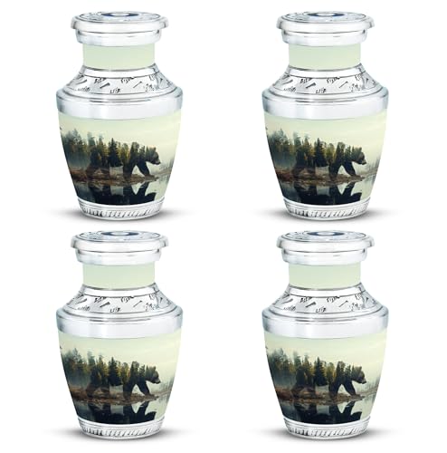 Image of Bear Urn - Small Urn for Ashes - Cremation Urns for Burial - Cremation Urns for Human Ashes Adult Female - Cremation Urns for Adult Ashes Women (3 inch Pack of 4)