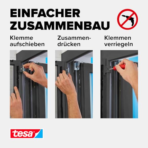 tesa Insect Stop Fliegengitter Adapter-Set für ALU COMFORT Türen - zur Montage von tesa Insect Stop Insektenschutzgittern - ohne Bohren - für Tür- und Fensterrahmen von 13 bis 20 mm - weiß