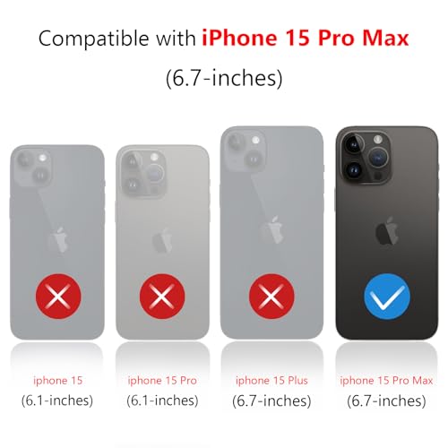 Varikke for iPhone 15 Pro Max Case Wallet, Detachable Magnetic Wallet Flip Cases with Card Holder & Kickstand & Wrist Strap Glitter PU Leather Fits iPhone 15 Pro Max 6.7