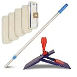 G.I.V. Bodenwischer Set 50cm Klapphalter mit Trittmechanik & Magnetverschluss + Teleskopstiel ausziehbar 88-150cm inkl. 5X Baumwollmopp - Wischer Bodenreinigung - Gebäudereinigung