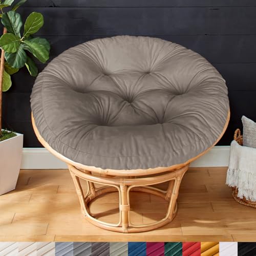 PHUSTJKL Papasansessel Kissen, Rundes Sitzkissen für Hängesessel 70x70x15cm, Samtstoff Eierstuhl-Matt/Rattan-Stuhlkissen/Bequem Weich Sitzkissen/Dicke Stuhlkissen/Papasan Dekokissen-Graubraun
