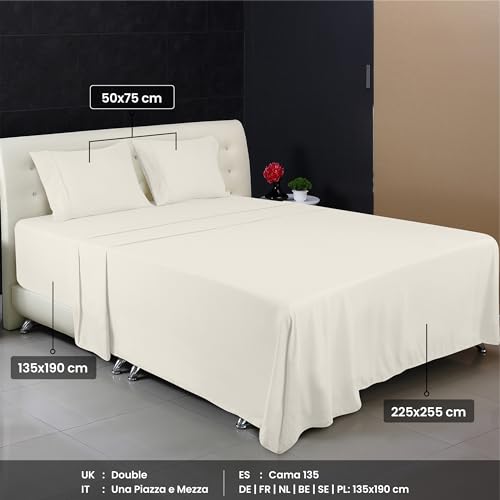 Image of Utopia Bedding Bed Sheet Set Double, Ivory, 4 Piece - Fitted Sheet, Flat Sheet with 2 Pillow Cases 50x75 - Wrinkle, Shrinkage & Fade Resistant - Oeko-Tex Certified, Polyester Microfiber Fabric