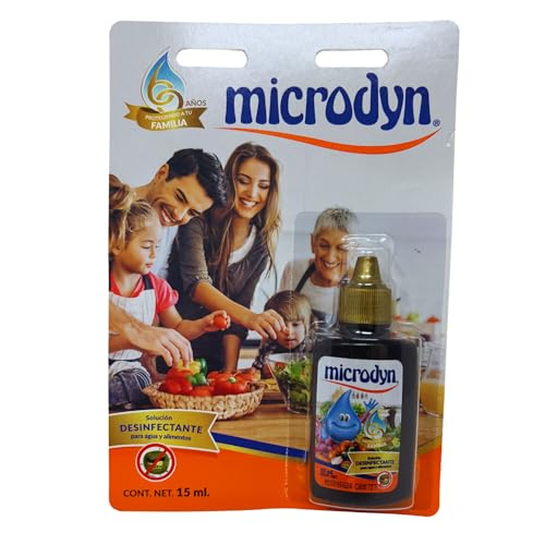 Microdyn Fruit and Vegetable Wash Solution with Ionized Silver Non-Toxic Iodine-Free Odorless & Flavorless 15 mL