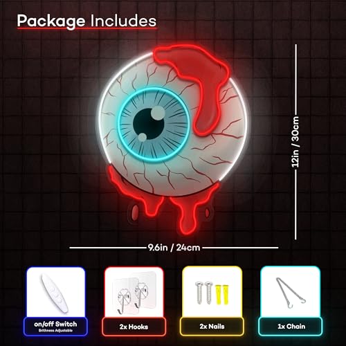 Bloody Eye LED Light – Pop Art, Custom Wall and Desk Decor, Unique Light for Home, Office, Bar, USB Plug