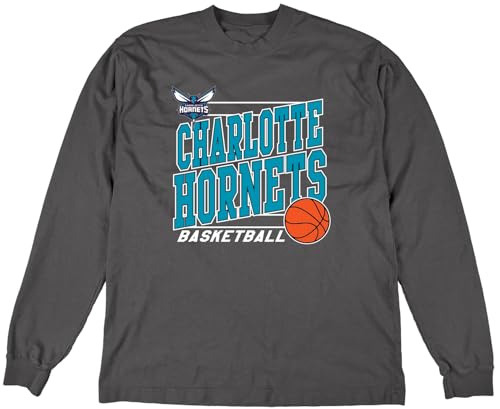 Blue 84 Charlotte Hornets NBA Officially Licensed Long Sleeve T-Shirt Throwback, X-Large Team Color